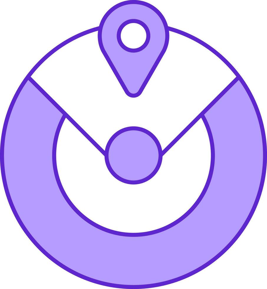 Gps Location Mark Flat Icon In Violet And White Color. vector