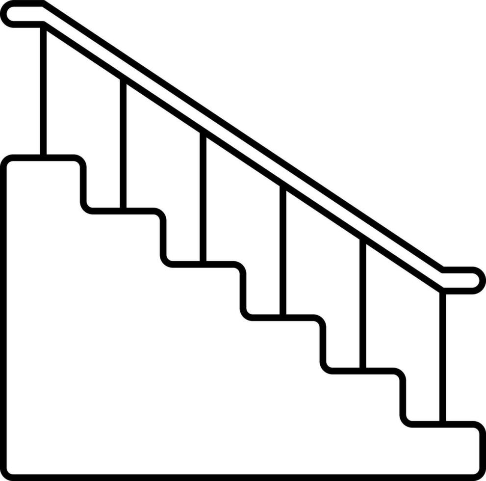 Black Stroke Illustration Of Stair Icon. vector