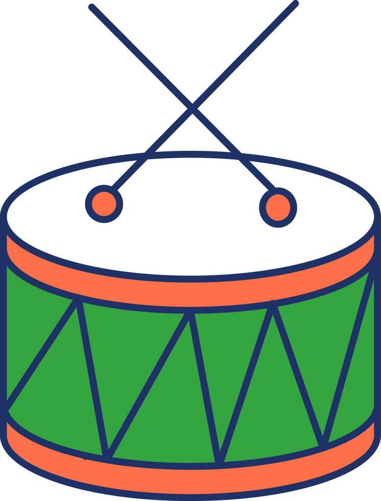 Cross Sticks On Snare Drum Tricolor Icon. vector