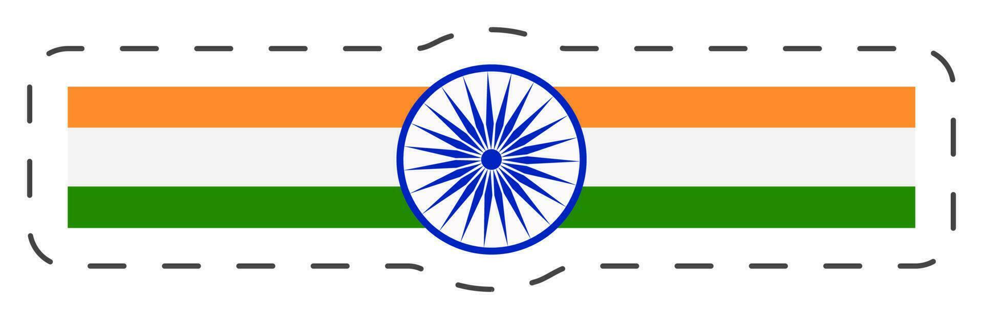 Tricolor Ribbon With Ashoka Wheel In Sticker Style. vector