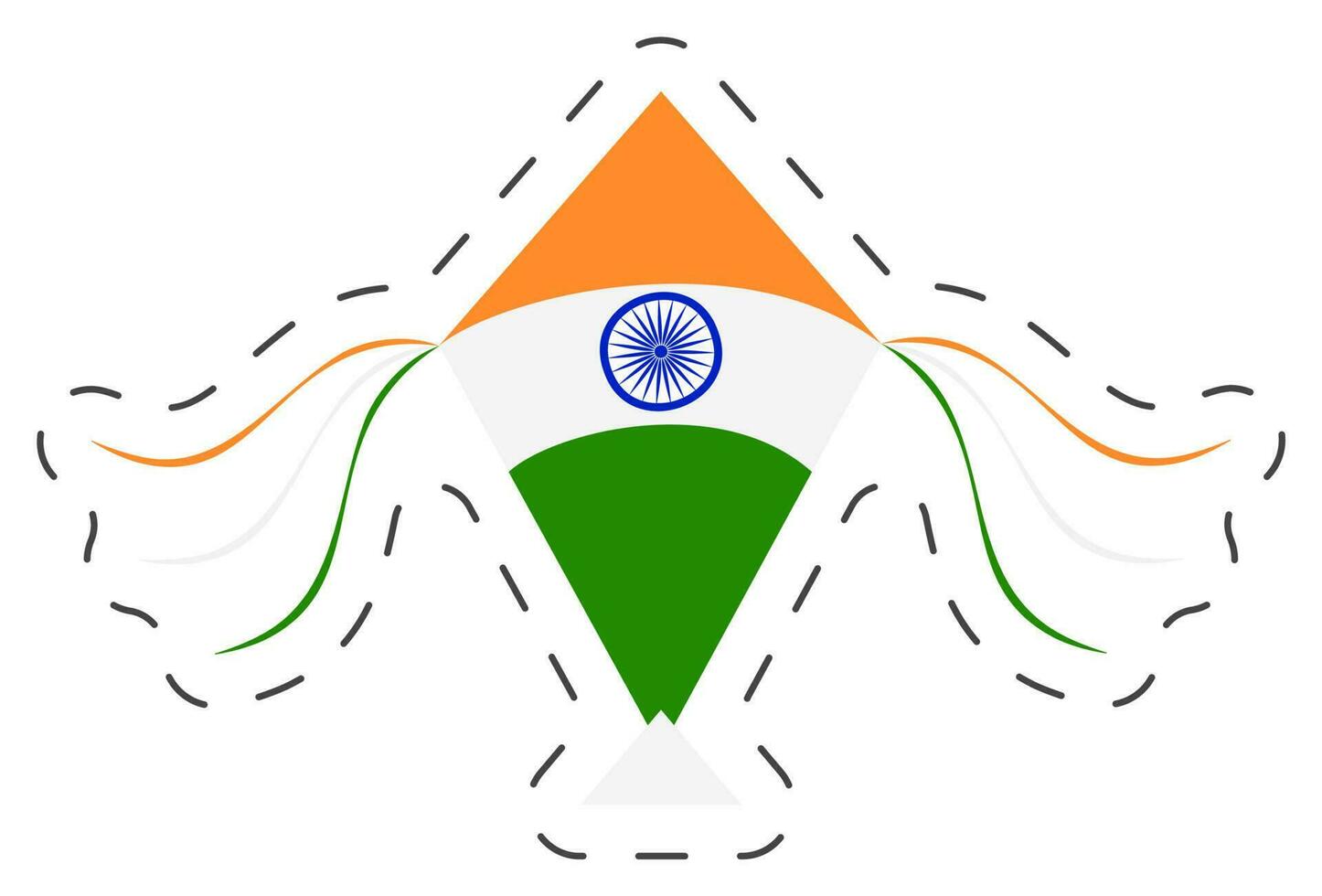 Isolated Indian Flag Color Kite Icon In Tricolor. vector