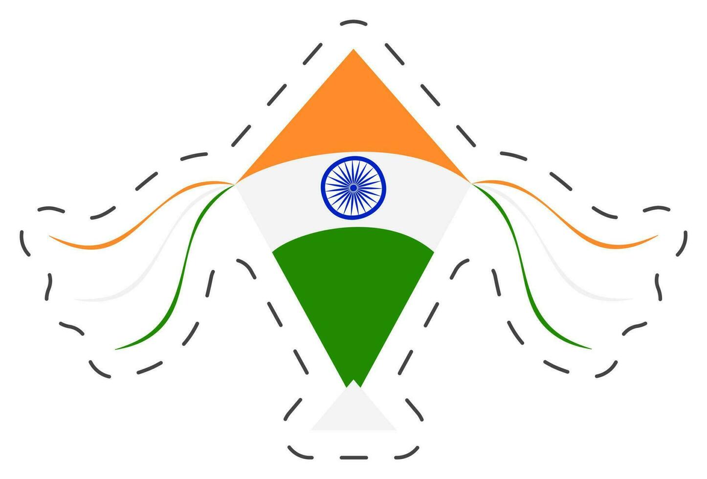 Isolated Indian Flag Color Kite Icon In Tricolor. vector