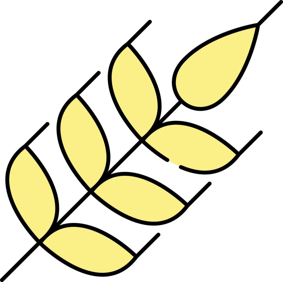 Yellow Wheat Ear Icon In Flat Style. vector