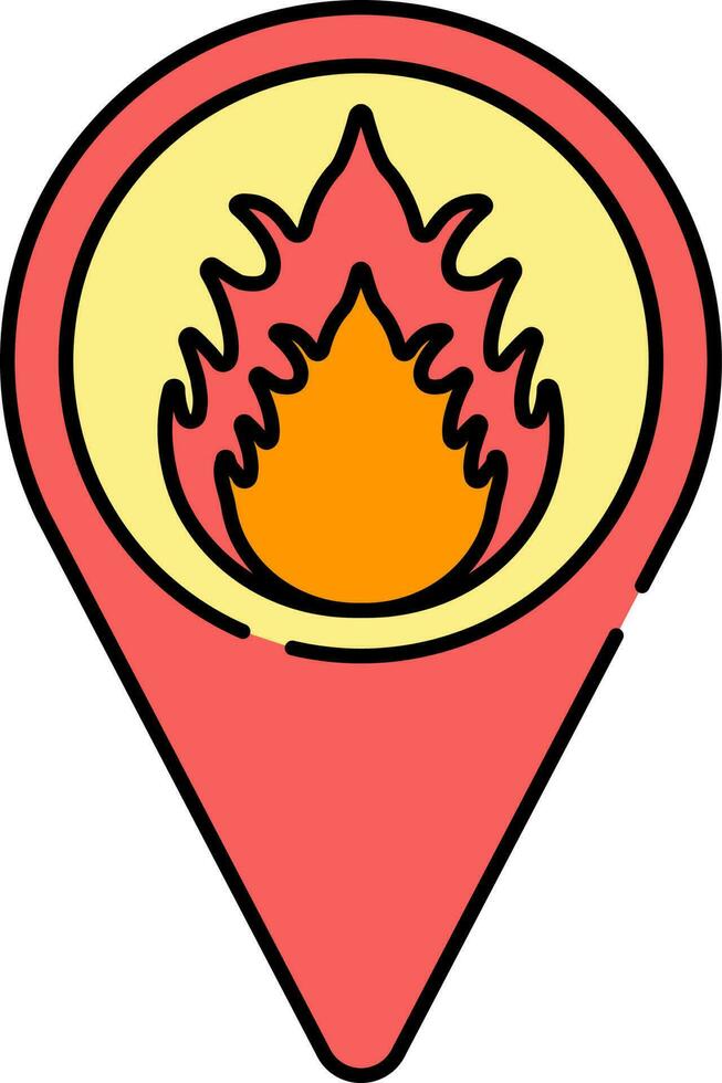 Fire Location Point Colorful Icon. vector