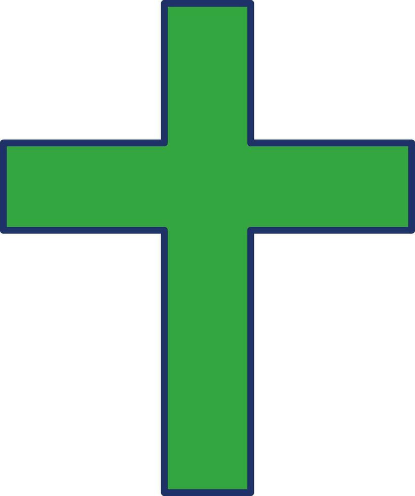 Flat Style Holy Cross Green Icon Or Symbol. vector