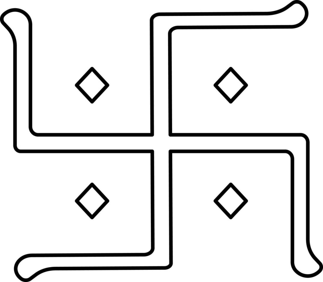 Illustration Of Swastika Symbol Icon In Black Line Art. vector