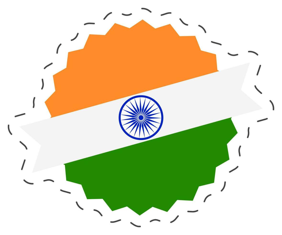 Indian Nation Flag Color flower Circular Sticker Element. vector