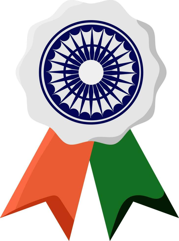 Isolated Indian National Flag Color Floral Badge Icon. vector