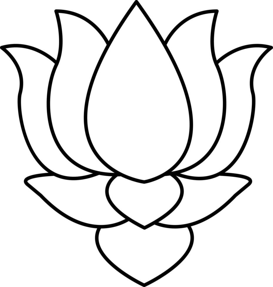 Black Thin Line Art Of Lotus Flower Icon. vector