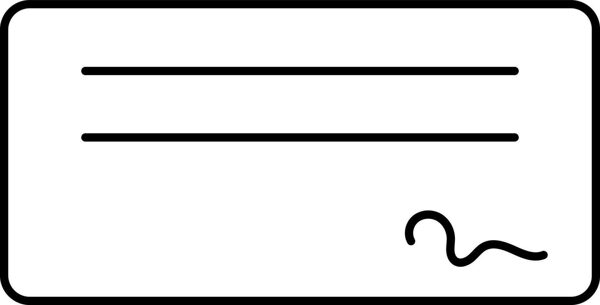 Black Line Art Of Cheque Icon Or Symbol. vector