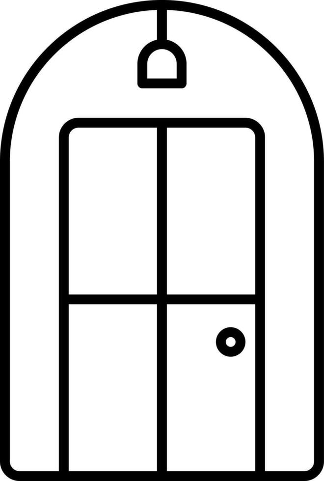 Black Line Art Door Icon In Flat Style. vector