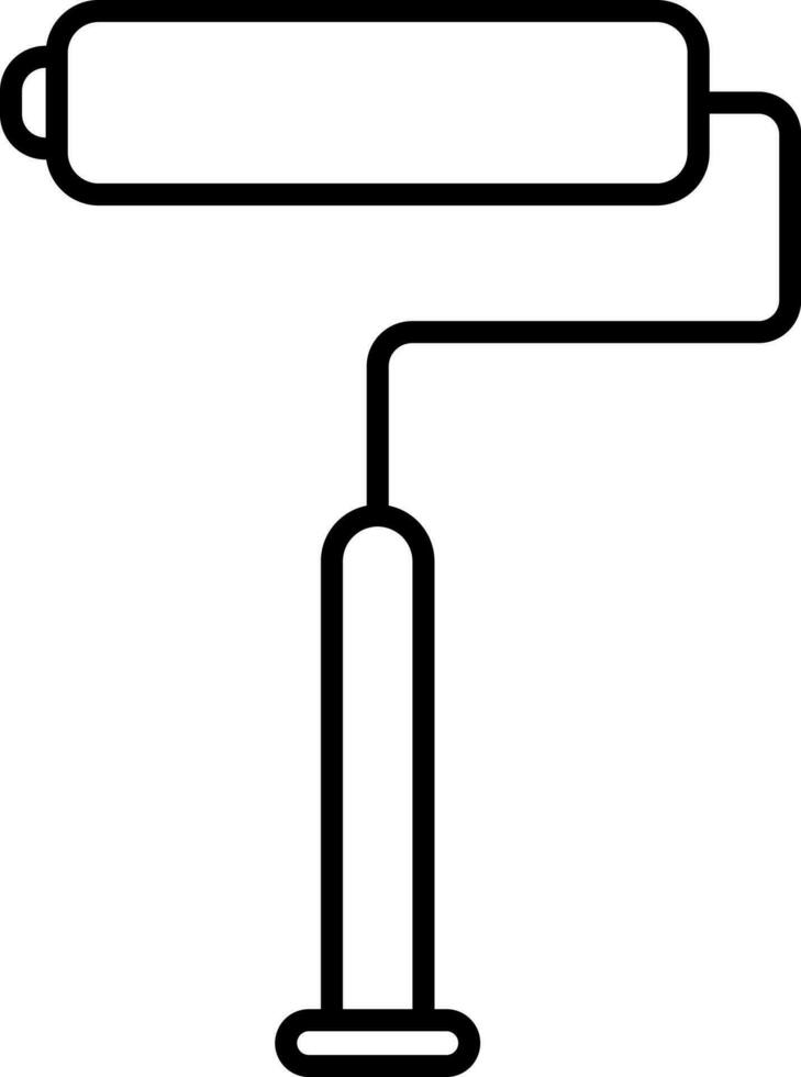 Paint Roller Icon In Black Outline. vector