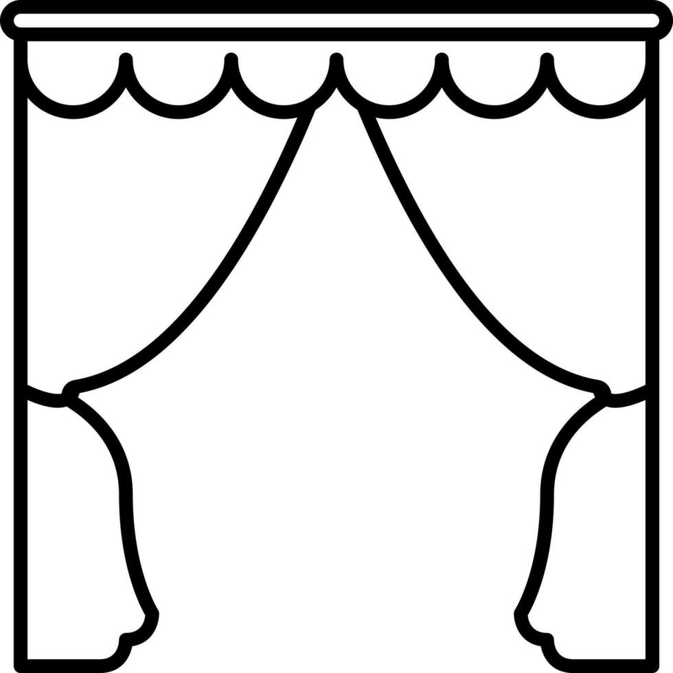 Isolated Curtain Icon In Black Line Art. vector