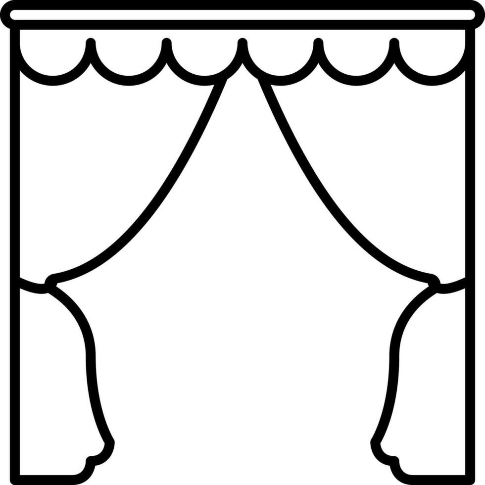 Isolated Curtain Icon In Black Line Art. vector