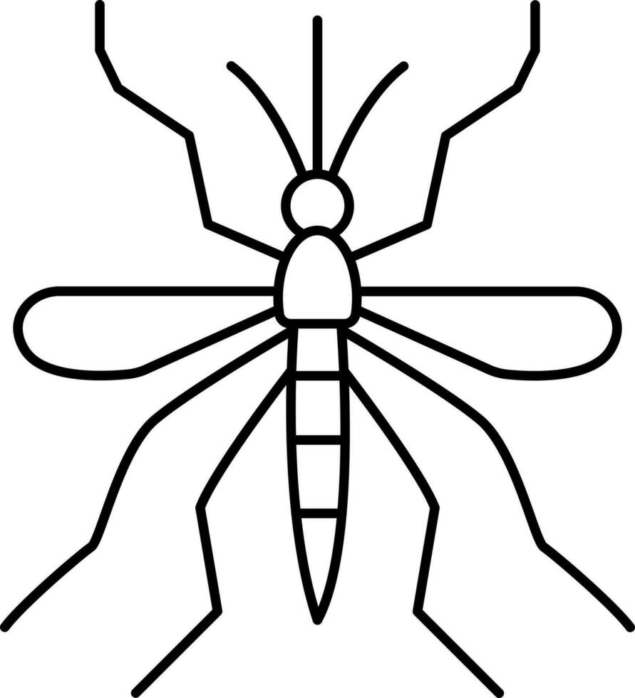 Thin Line Art Of Mosquito Character Icon. vector