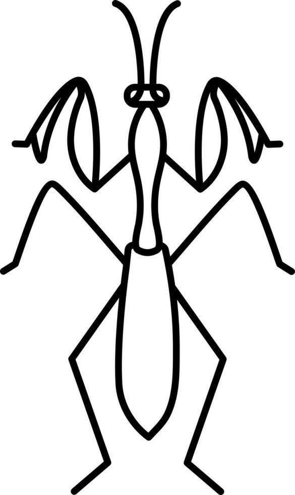 Black Line Art Illustration Of Mantis Icon. vector