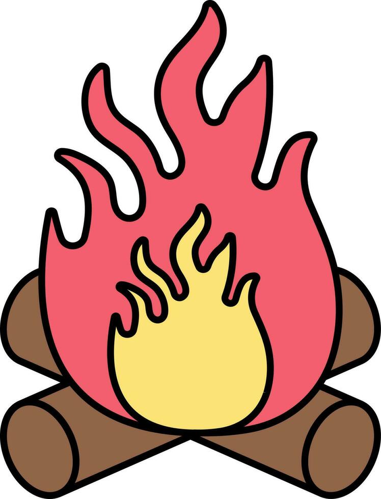 Illustration Of Bonfire Colorful Icon Or Symbol. vector