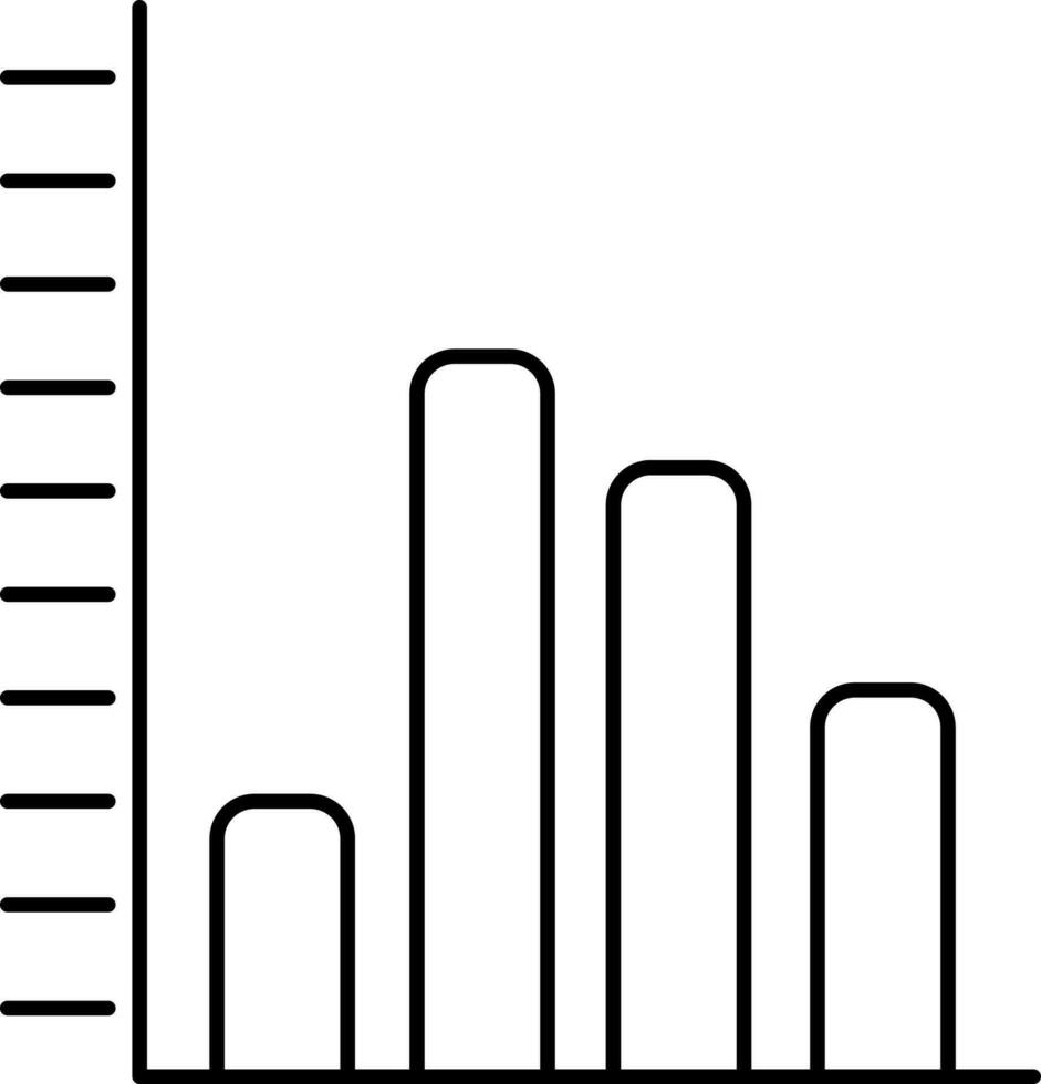 Four Point Bar Graph Icon In Line Art. vector