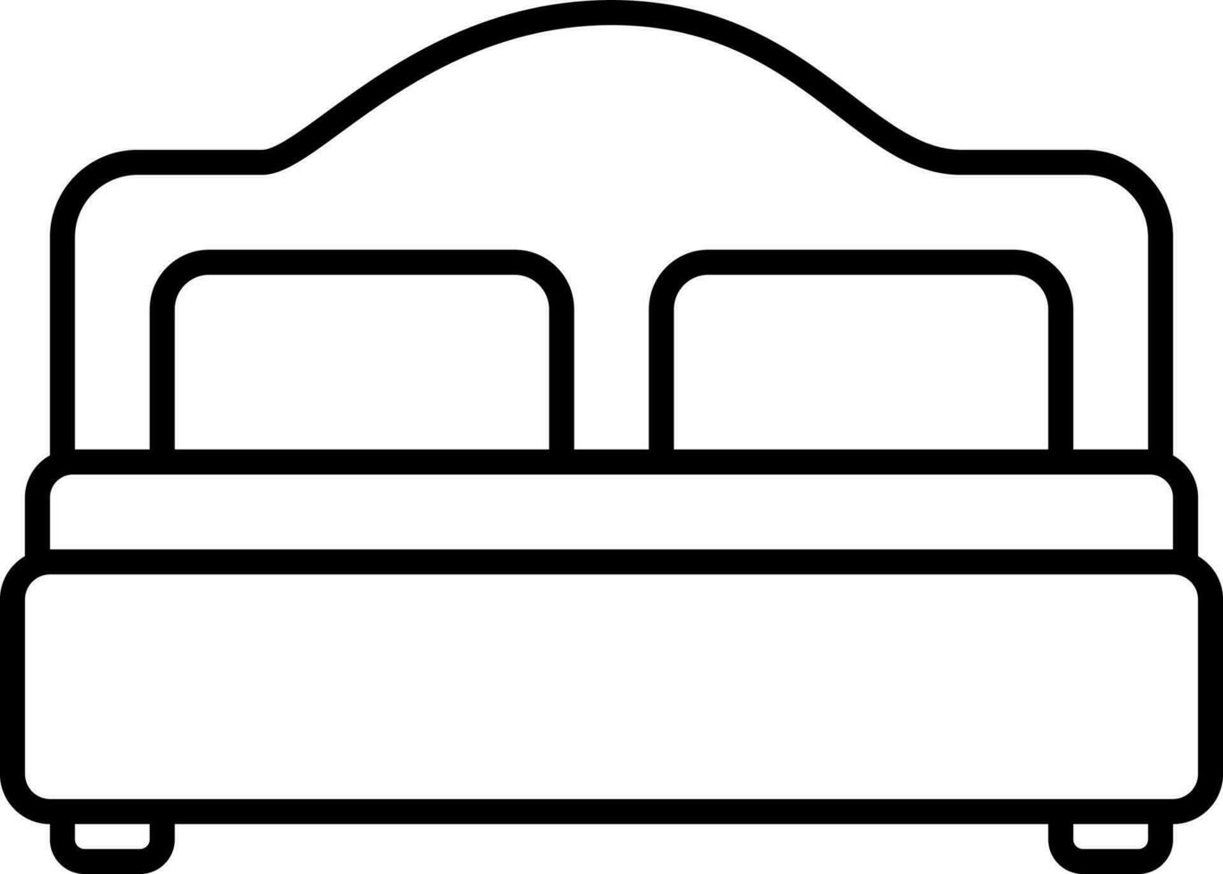 Double Bed Icon In Black Line Art. vector