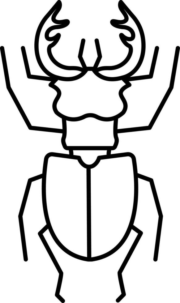 Thin Line Art Of Beetle Deer Character Icon. vector