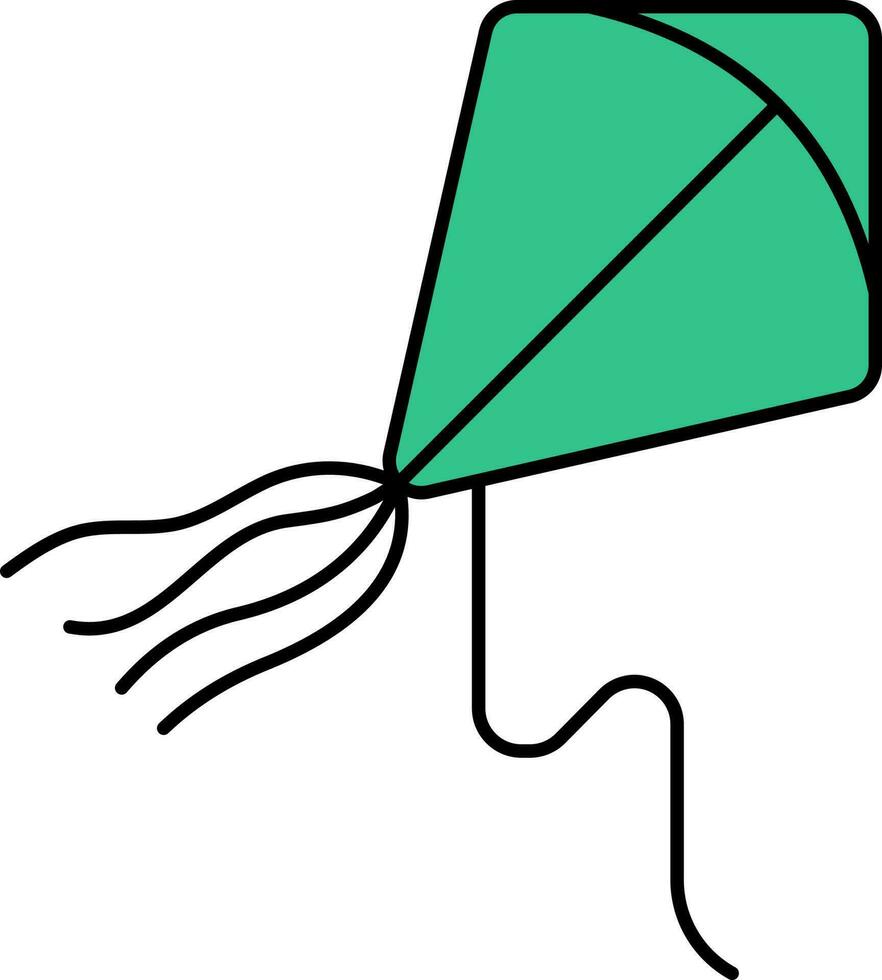 Green Kite Fly Icon In Flat Style. vector