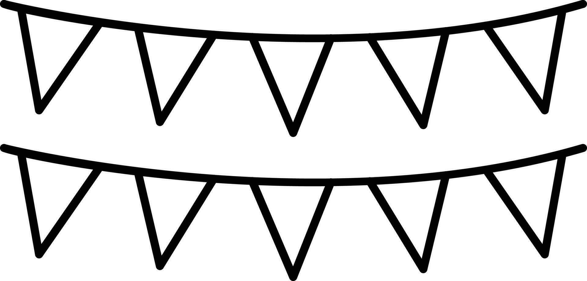 Hanging Triangular Bunting Flags Icon In Linear Style. vector