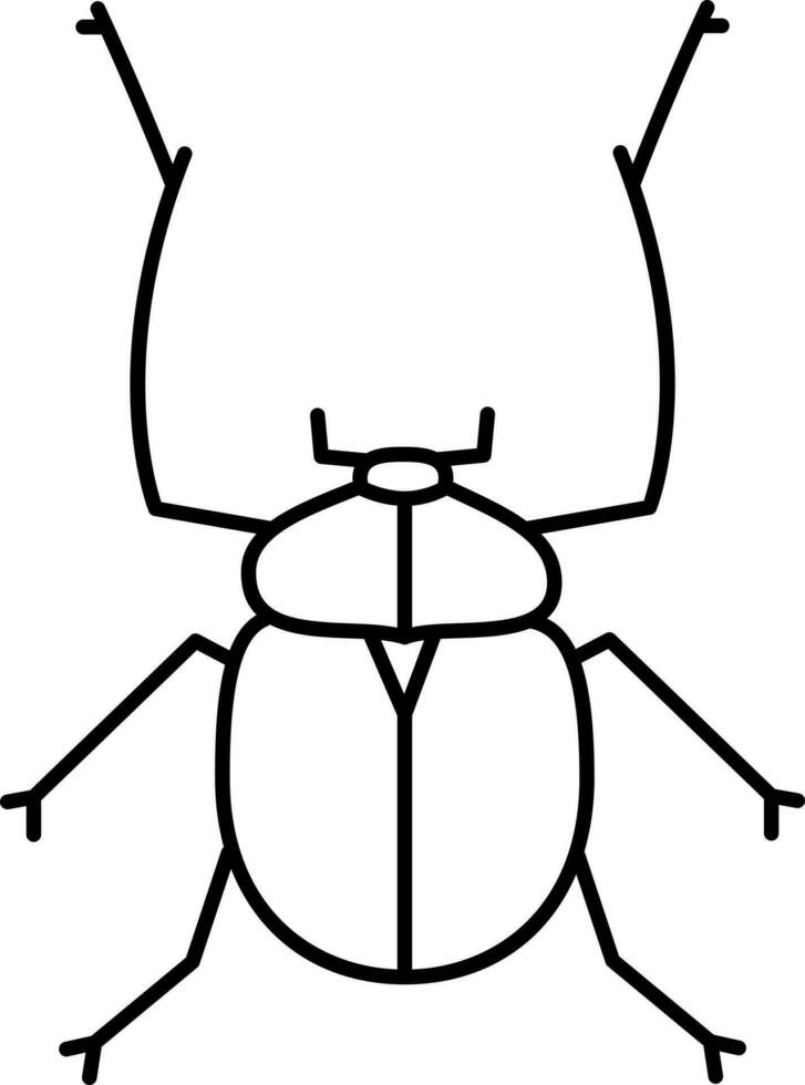 Black Outline Of Long Arm Beetle Icon. vector