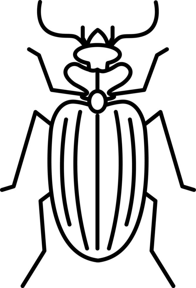 Isolated Ground Beetle Character Icon In Linear Style. vector