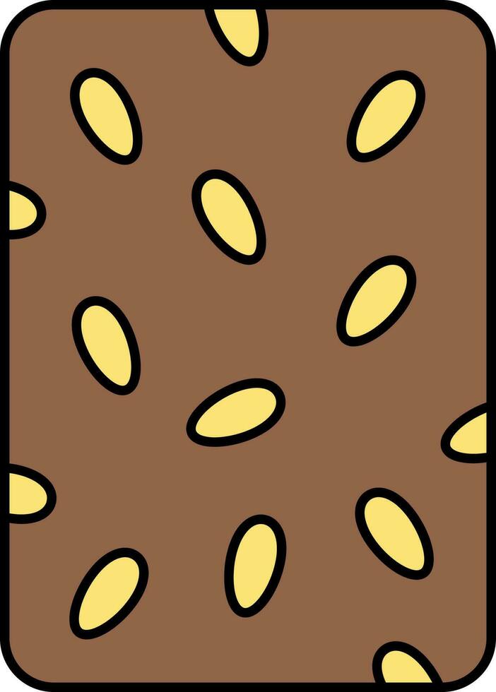 Peanut Chikki Flat Icon In Brown And Yellow Color. vector