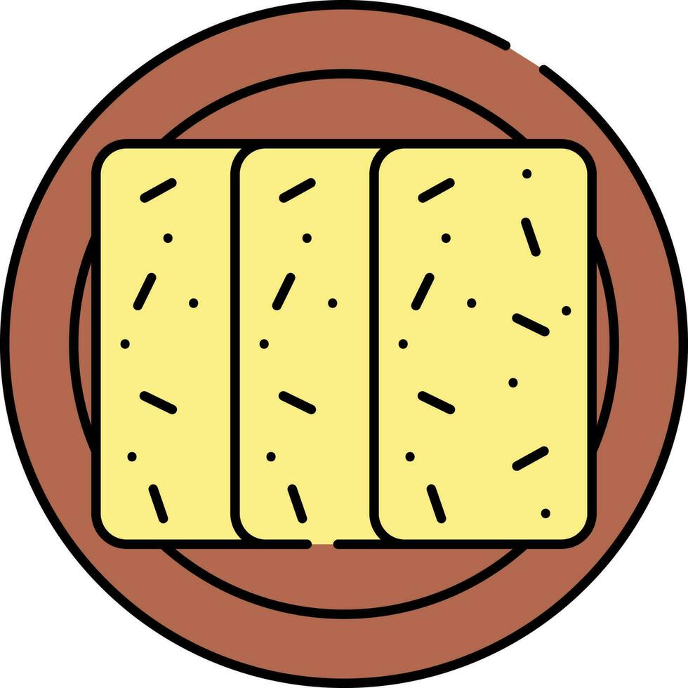 Gajak Plate Yellow And Brown Icon. vector