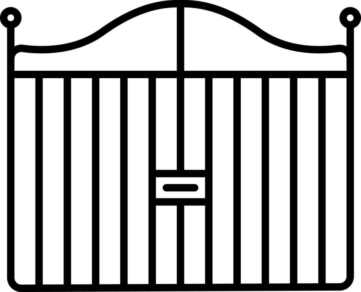 Gate Icon In Black Line Art. vector