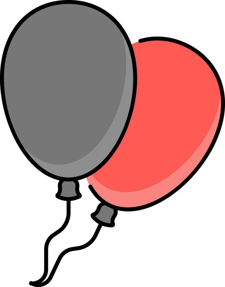 Red And Grey Balloon Icon In Flat Style. vector