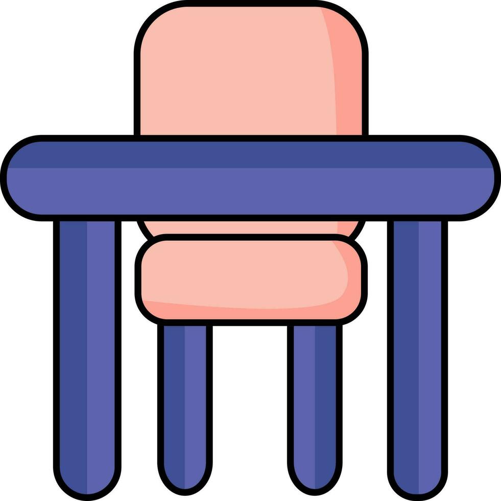 mesa y silla icono en azul y rosado color. vector