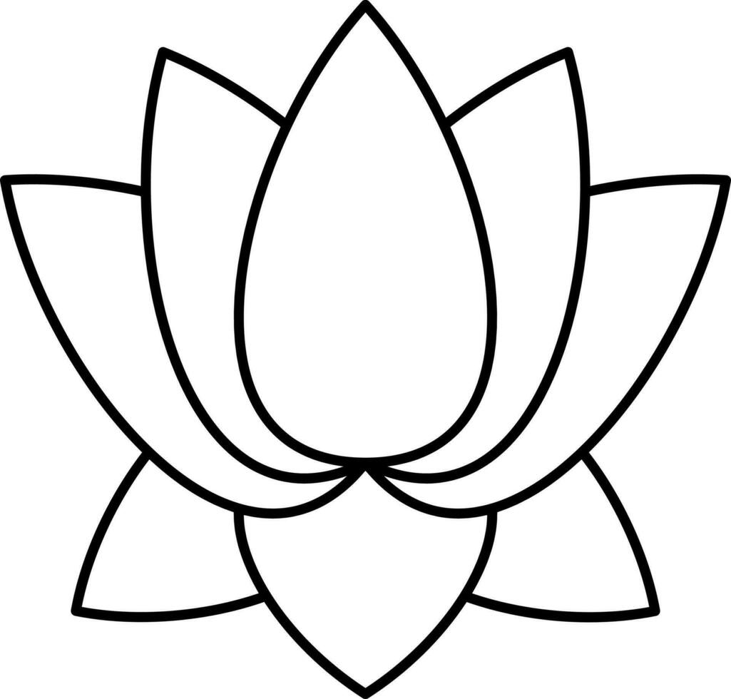 Black Linear Style Lotus Flower Icon Or Symbol. vector