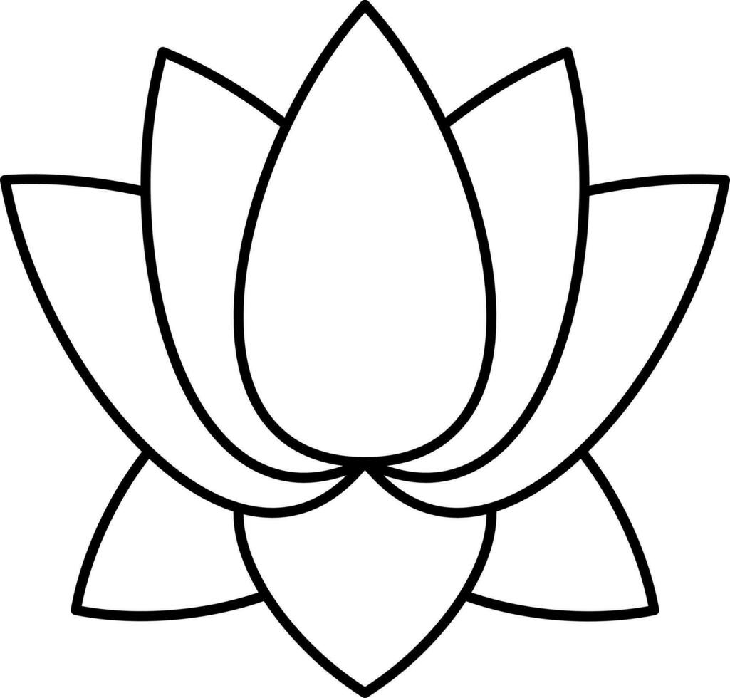 Black Linear Style Lotus Flower Icon Or Symbol. vector