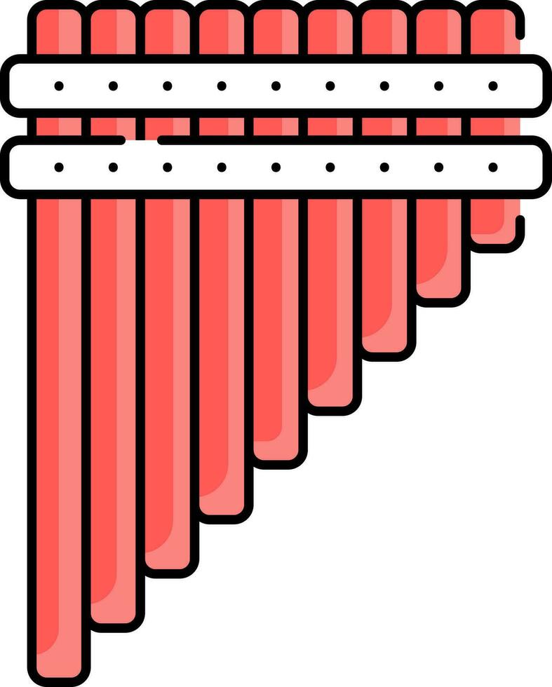 Flat Illustration Of Pan Flute Red Icon. vector