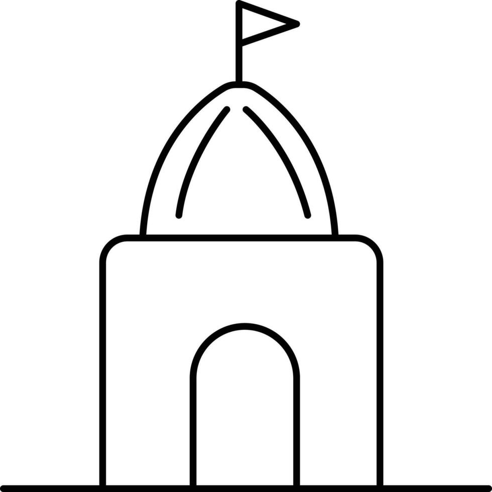 Illustration Of Hindu Temple Black Stroke Icon. vector