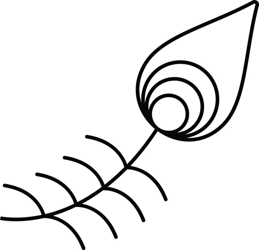 Black Thin Line Art Of Peacock Feather Icon. vector