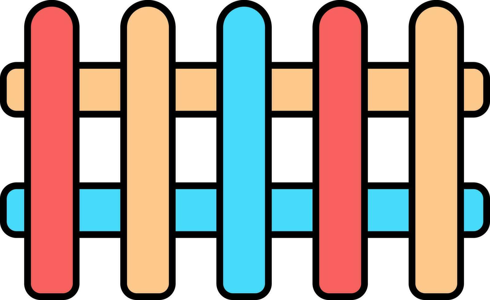 Colorful Fence Icon In Flat Style. vector