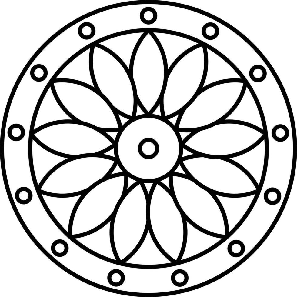 Black Outline Illustration Of Dharamchakra Icon. vector