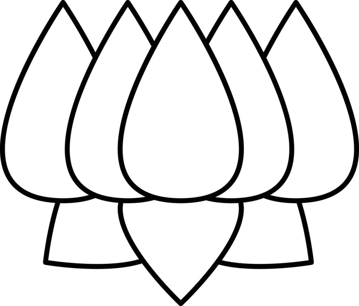 Black Linear Style Lotus Flower Icon Or Symbol. vector