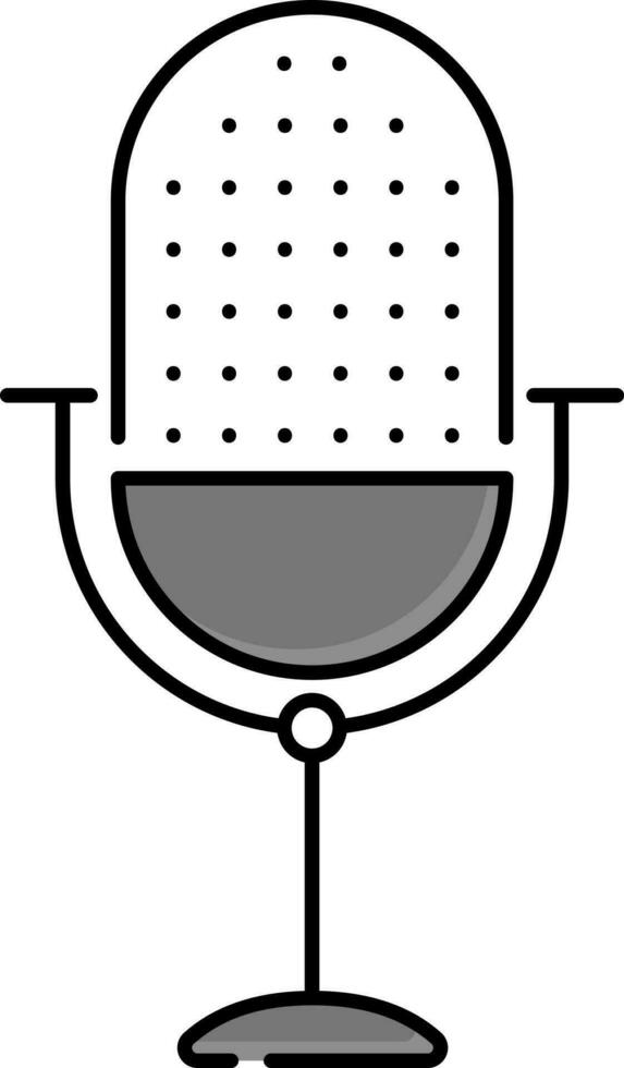 Grey And White Microphone Flat Icon Or Symbol. vector