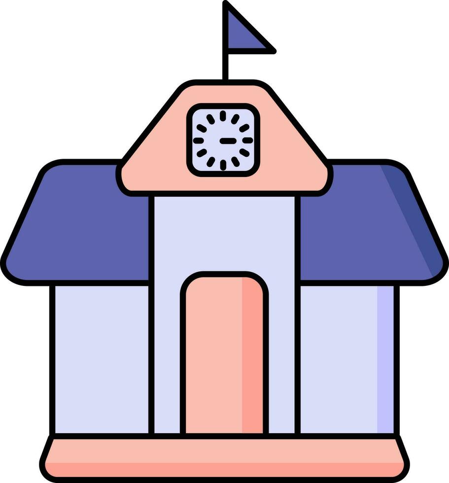 School Building Icon In Blue And Pink Color. vector