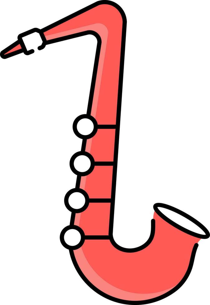 Red Sexophone Icon In Flat Style. vector