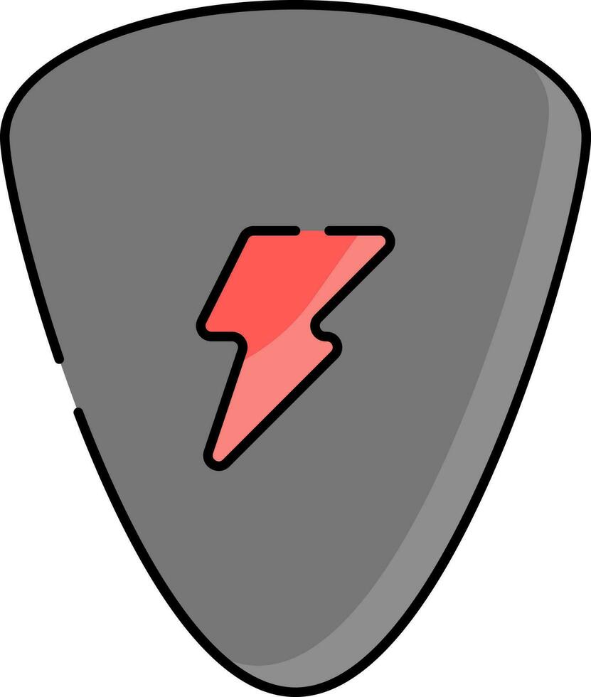 Flat Style Flash Shield Icon In Grey And Red Color. vector