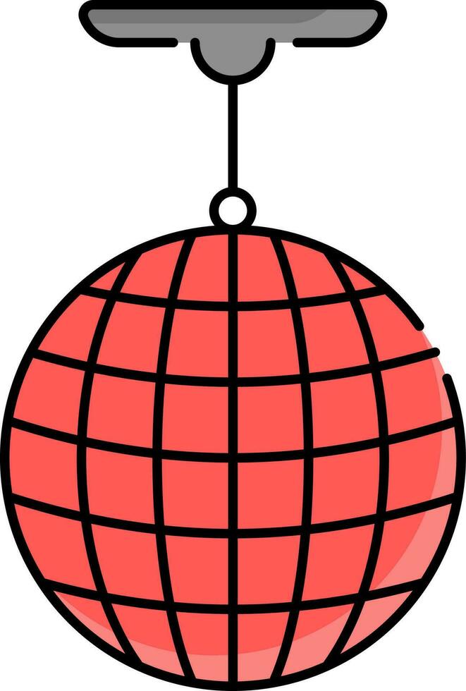 Red Disco Light Icon In Flat Style. vector