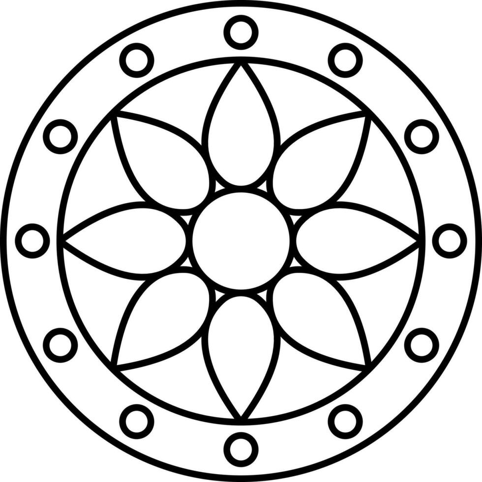 Black Outline Illustration Of Dharamchakra Icon. vector