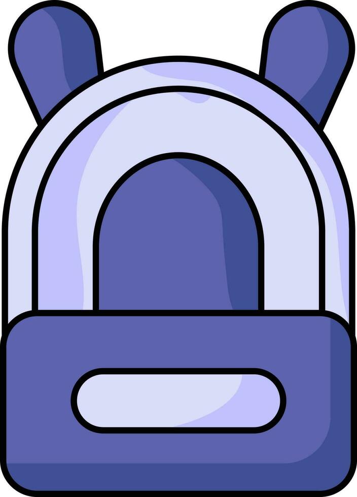 Flat Style Backpack Icon In Blue Color. vector