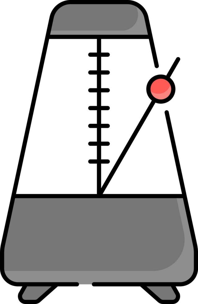 Grey And Red Metronome Icon In Flat Style. vector