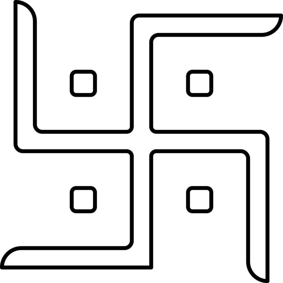 Black Thin Line Art Of Swastika Structure Icon. vector